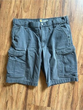 Carhartt Relaxed Fit Grey Canvas Cargo Shorts Mens Size 36